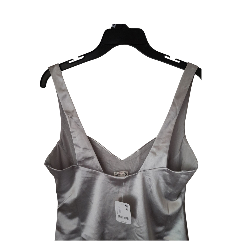 Free People Dusk To Dawn Satin Corset Bodysuit Silver L NWT - Picture 8 of 14